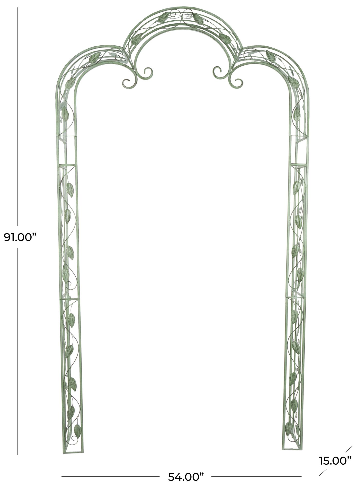 Image 7 Green Metal Traditional Garden Arbor, 54" x 15" x 91" more views