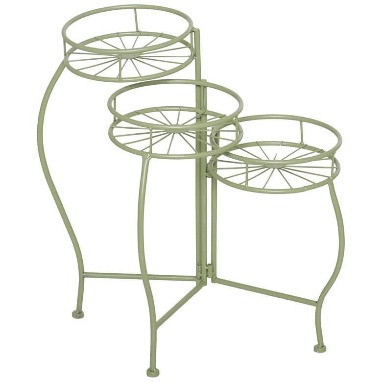 Image 1 Green Metal Transitional Plantstand, 19" x 18" x 21"