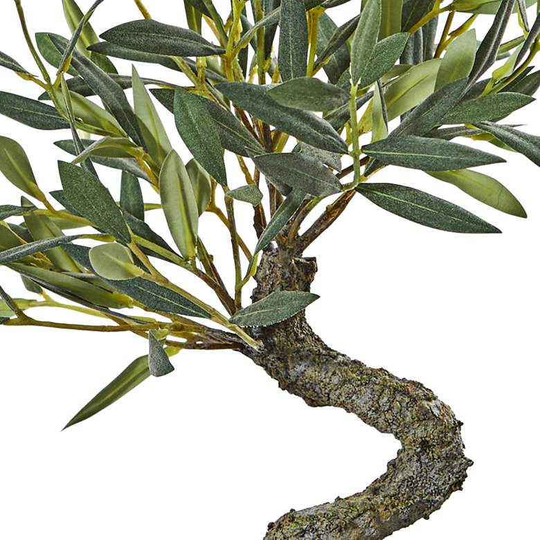 Image 2 Green Mini Olive Bonsai 13"H Faux Plant in Ceramic Planter more views