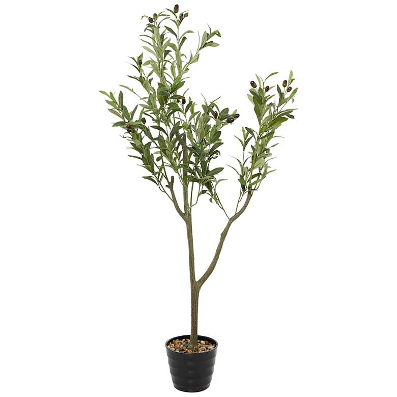 Image 2 Green Olive Tree 46 inch High Faux Plant in Black Melamine Pot