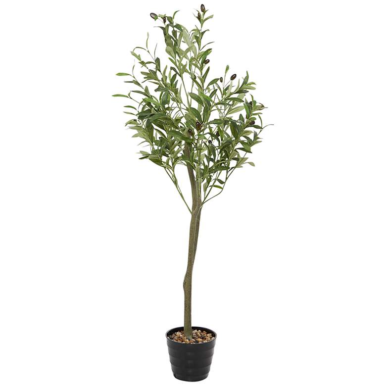 Image 3 Green Olive Tree 46 inch High Faux Plant in Black Melamine Pot more views