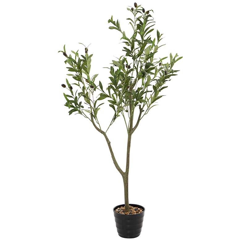 Image 4 Green Olive Tree 46 inch High Faux Plant in Black Melamine Pot more views