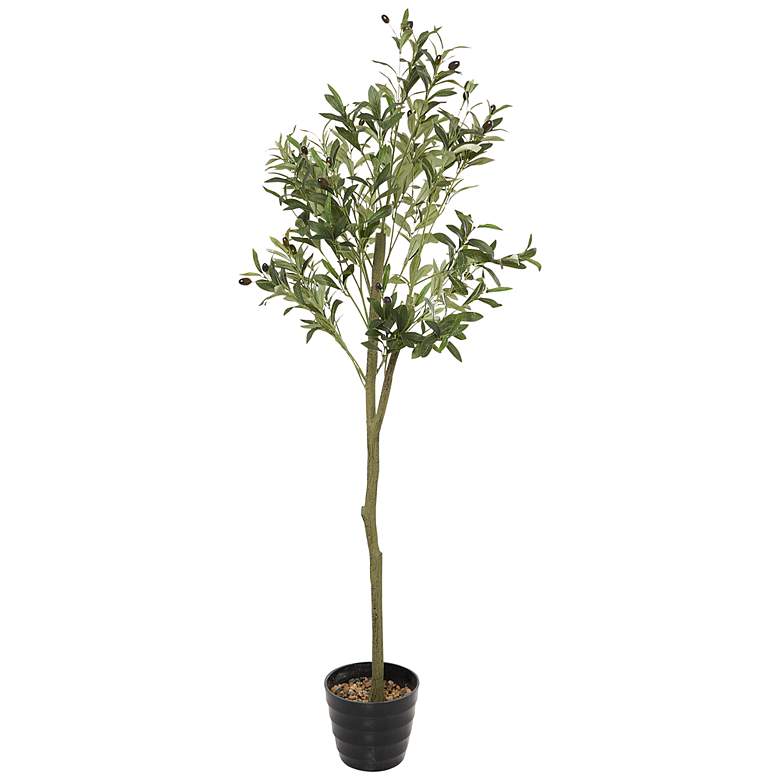 Image 5 Green Olive Tree 59 inch High Faux Plant in Black Melamine Pot more views