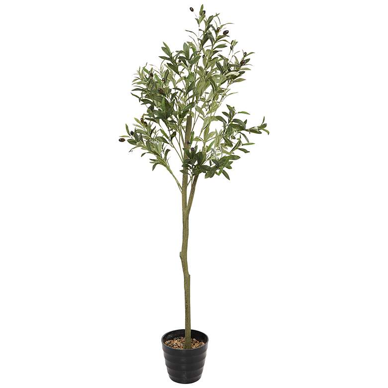 Image 5 Green Olive Tree 59" High Faux Plant in Black Melamine Pot more views