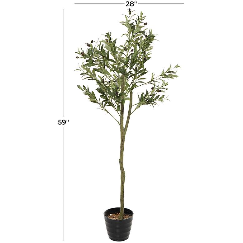 Image 6 Green Olive Tree 59 inch High Faux Plant in Black Melamine Pot more views