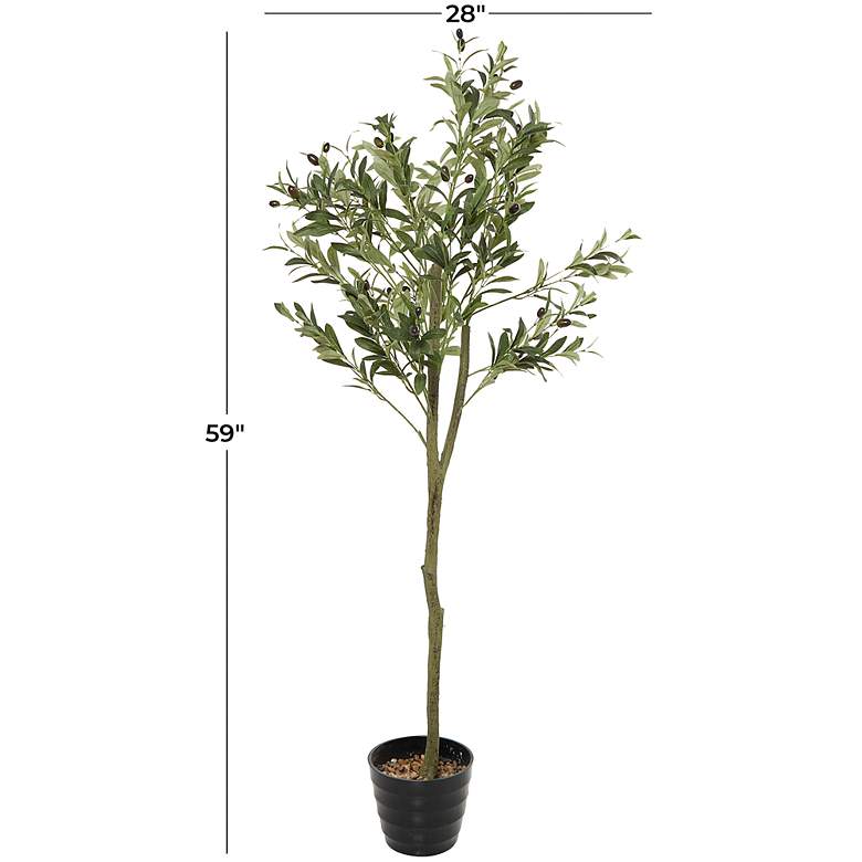 Image 6 Green Olive Tree 59" High Faux Plant in Black Melamine Pot more views