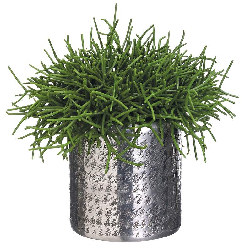 Image 1 Green Pencil Cactus 15 inch High Faux Plant in Aluminum Planter