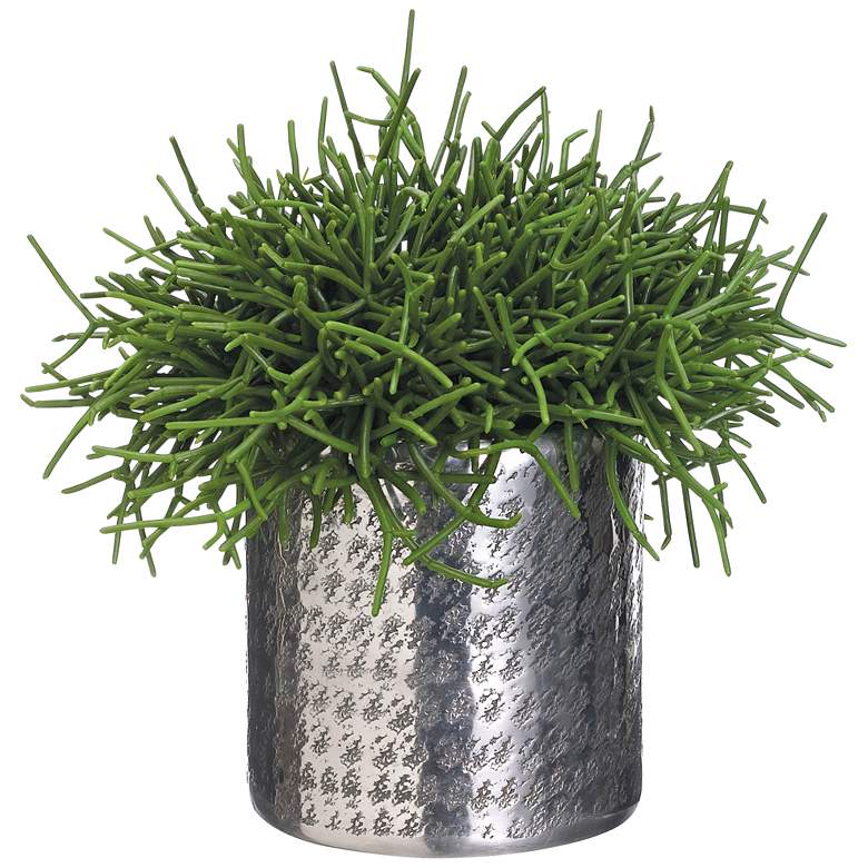 Image 1 Green Pencil Cactus 15" High Faux Plant in Aluminum Planter