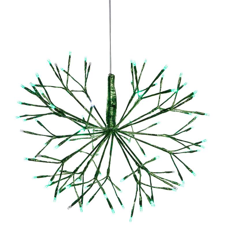 Image 2 Green Plug-In Hanging Snowflake Xmas Ornament w/ LED Lights