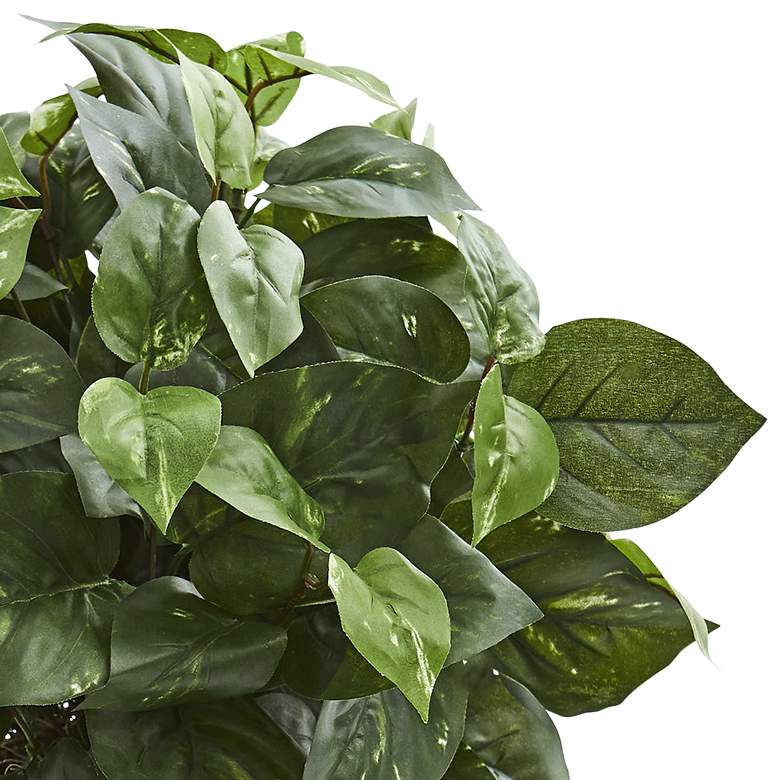 Image 2 Green Pothos 16" High Faux Plant in White Ceramic Vase more views