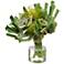 Green Protea Succulent 21 1/2" Wide Faux Plant in Glass Vase