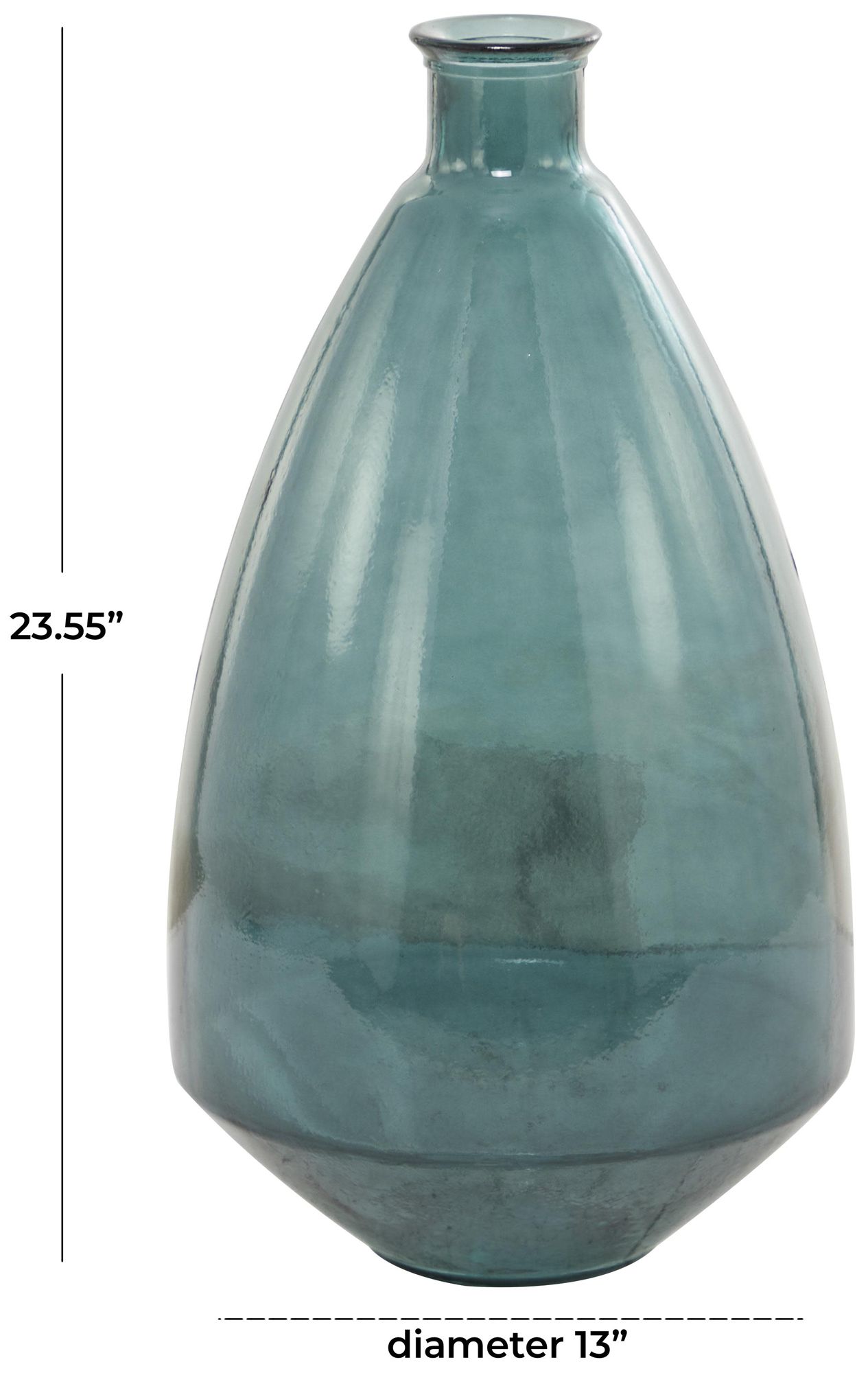 Image 7 Green Recycled Glass Modern Vase, 13" x 13" x 24" more views