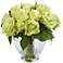 Green Rose 10" Wide Faux Flowers in Round Glass Vase