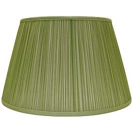 Image1 of Green Silk Empire Shirred Lamp Shade 10x14x10 (Spider)