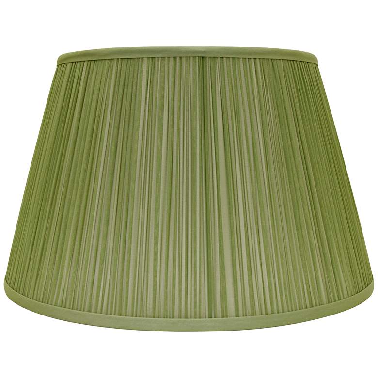 Image 1 Green Silk Empire Shirred Lamp Shade 8x12x8 (Spider)