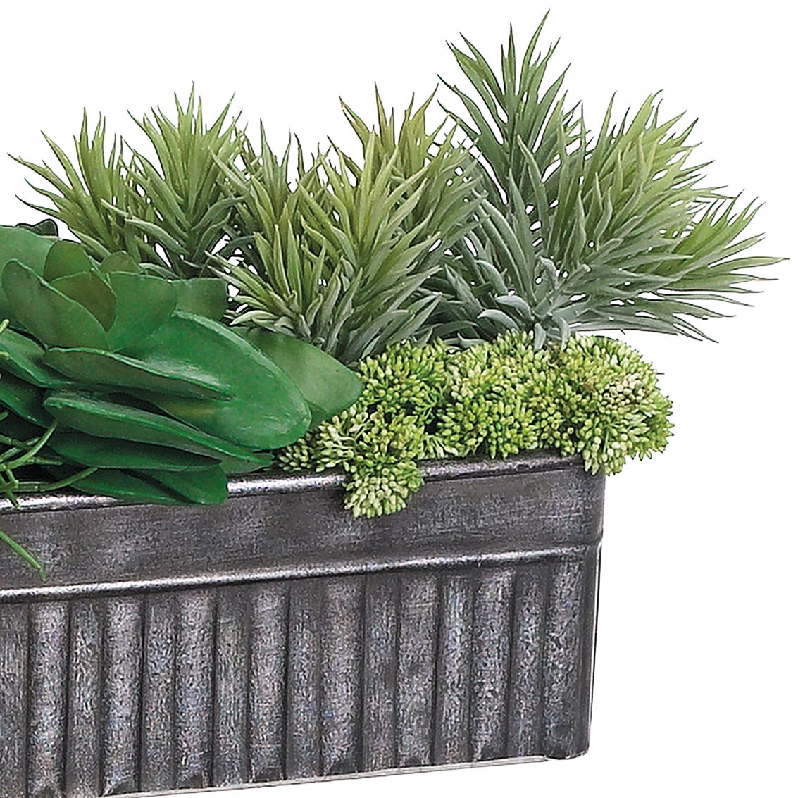 Image 2 Green Succulent 10" High Faux Plant Mix in Tin Container more views