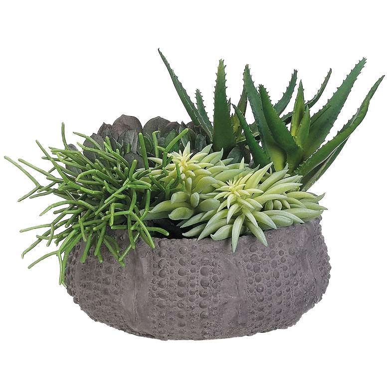 Image 1 Green Succulents 8 inch High Faux Plant in Clay Pot