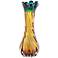Green-Tip Amber Twist Trumpet 15” High Glass Vase