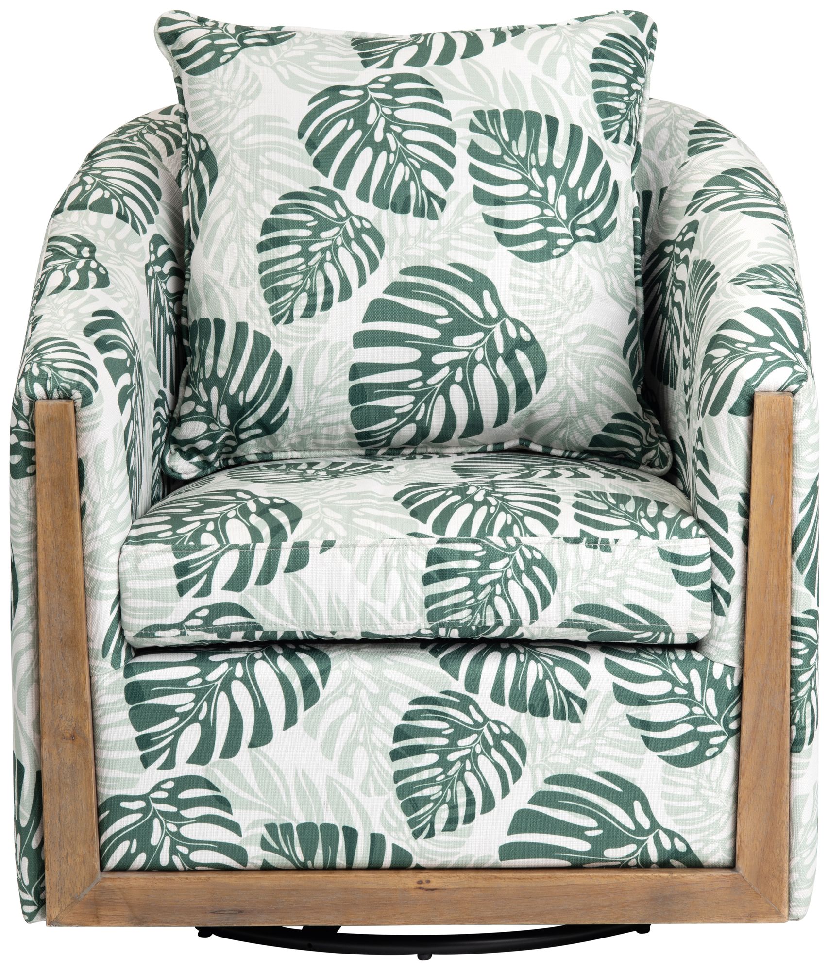 Image 3 Green Upholstered Accent Arm Chair with Brown Iron Frame more views