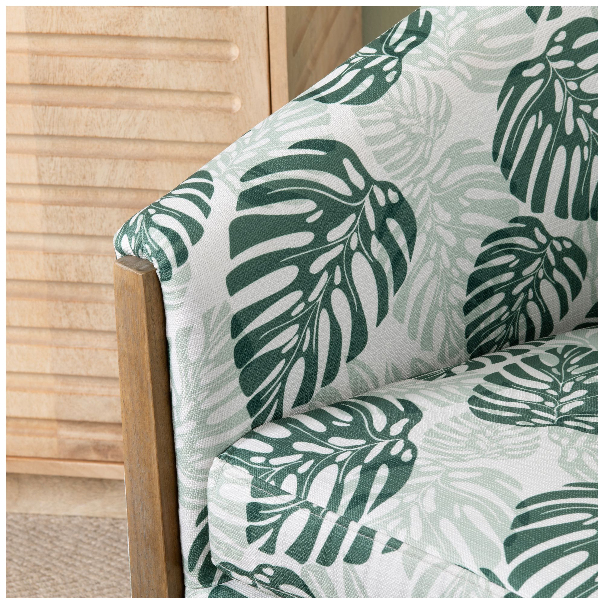 Image 5 Green Upholstered Accent Arm Chair with Brown Iron Frame more views