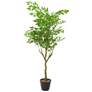 Green Weeping Fig Tree 61"H Faux Plant in Black Melamine Pot
