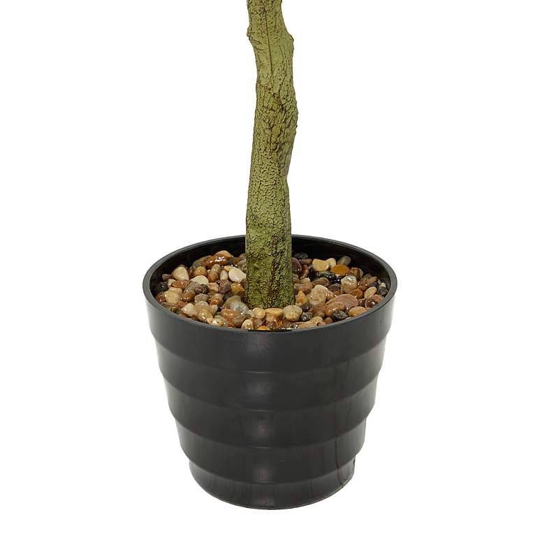 Image 4 Green Weeping Fig Tree 61"H Faux Plant in Black Melamine Pot more views