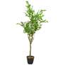 Green Weeping Fig Tree 61"H Faux Plant in Black Melamine Pot
