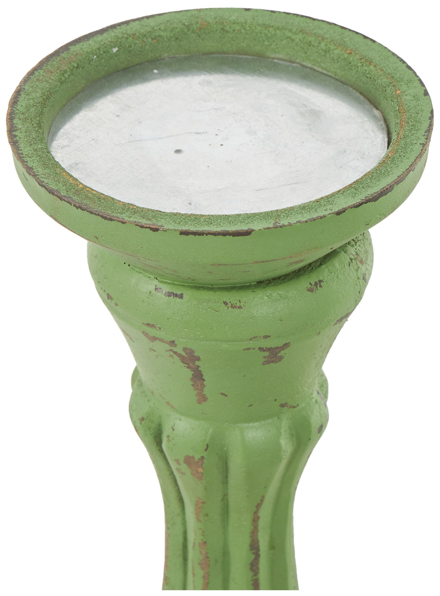 Image 3 Green Wooden Traditional Candle Holder, S/3 15", 13", 11"H more views