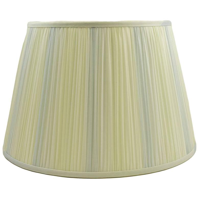 Image 1 Green Yellow Vertical Stripe Pleated Silk Lamp Shade 10x12x8 (Spider)