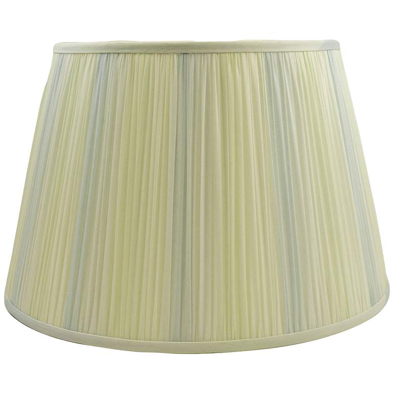 Image 1 Green Yellow Vertical Stripe Pleated Silk Lamp Shade 16x18x12 (Spider)