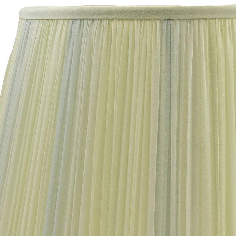 Image 2 Green Yellow Vertical Stripe Pleated Silk Lamp Shade 16x18x12 (Spider) more views