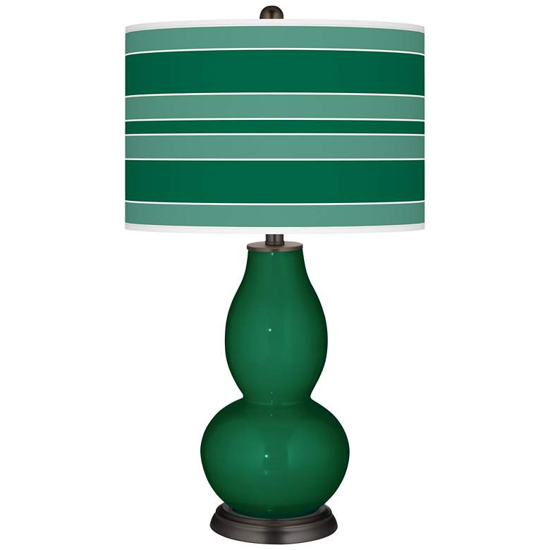 Image 1 Greens Bold Stripe Double Gourd Table Lamp