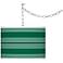 Greens Bold Stripe Giclee Glow Plug-In Swag Pendant
