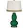 Greens Double Gourd Table Lamp with Scallop Lace Trim