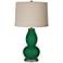 Greens Linen Drum Shade Double Gourd Table Lamp