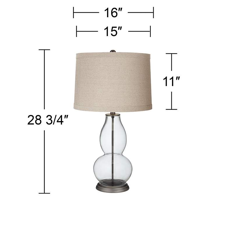 Image 3 Greens Linen Drum Shade Double Gourd Table Lamp more views