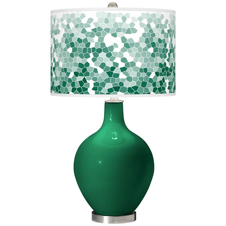 Image 1 Greens Mosaic Giclee Ovo Table Lamp