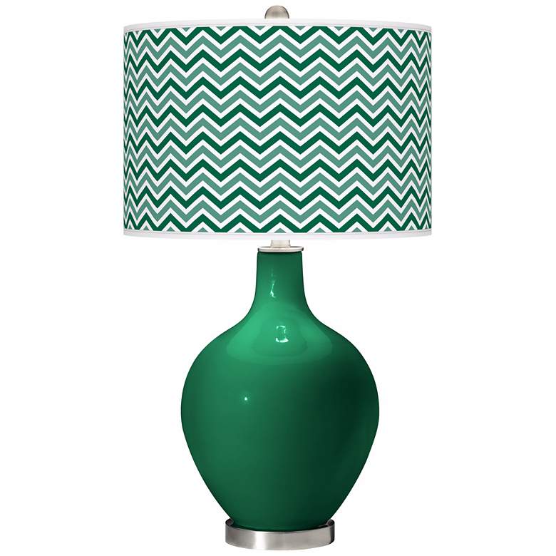 Image 1 Greens Narrow Zig Zag Ovo Table Lamp