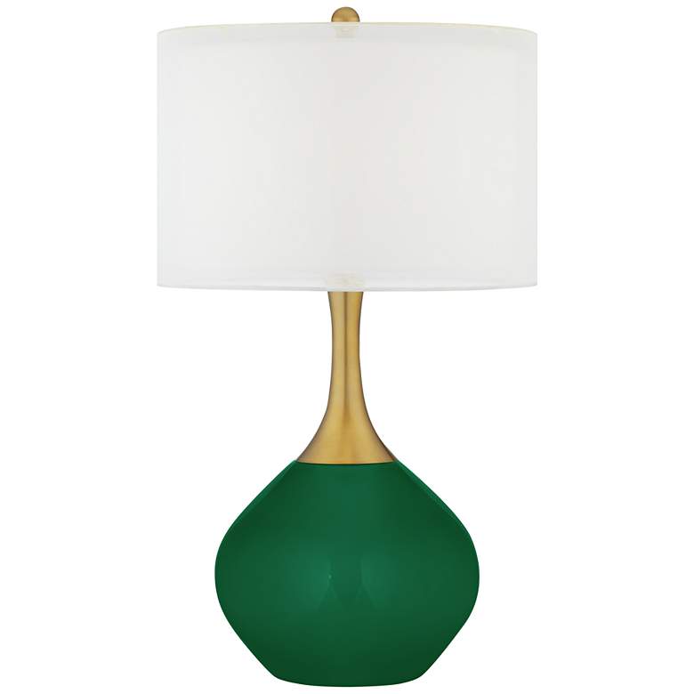 Image 1 Greens Nickki Brass Modern Green Table Lamp