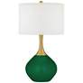 Greens Nickki Brass Modern Green Table Lamp