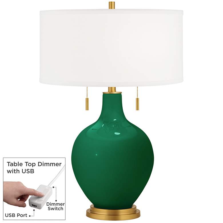 Image 1 Greens Toby Brass Accents Table Lamp with Dimmer