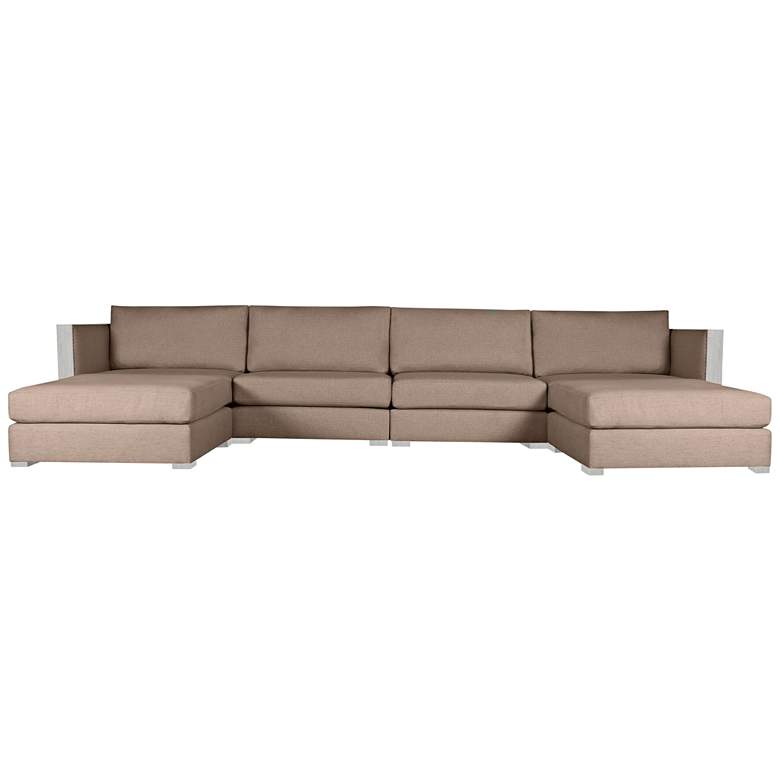 Image 1 Greenwhich Brown U-Shape Double Chaise Modular Sectional