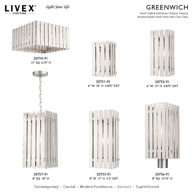 Image 3 Greenwich 1 Light Brushed Nickel Outdoor Post Top Lantern more views