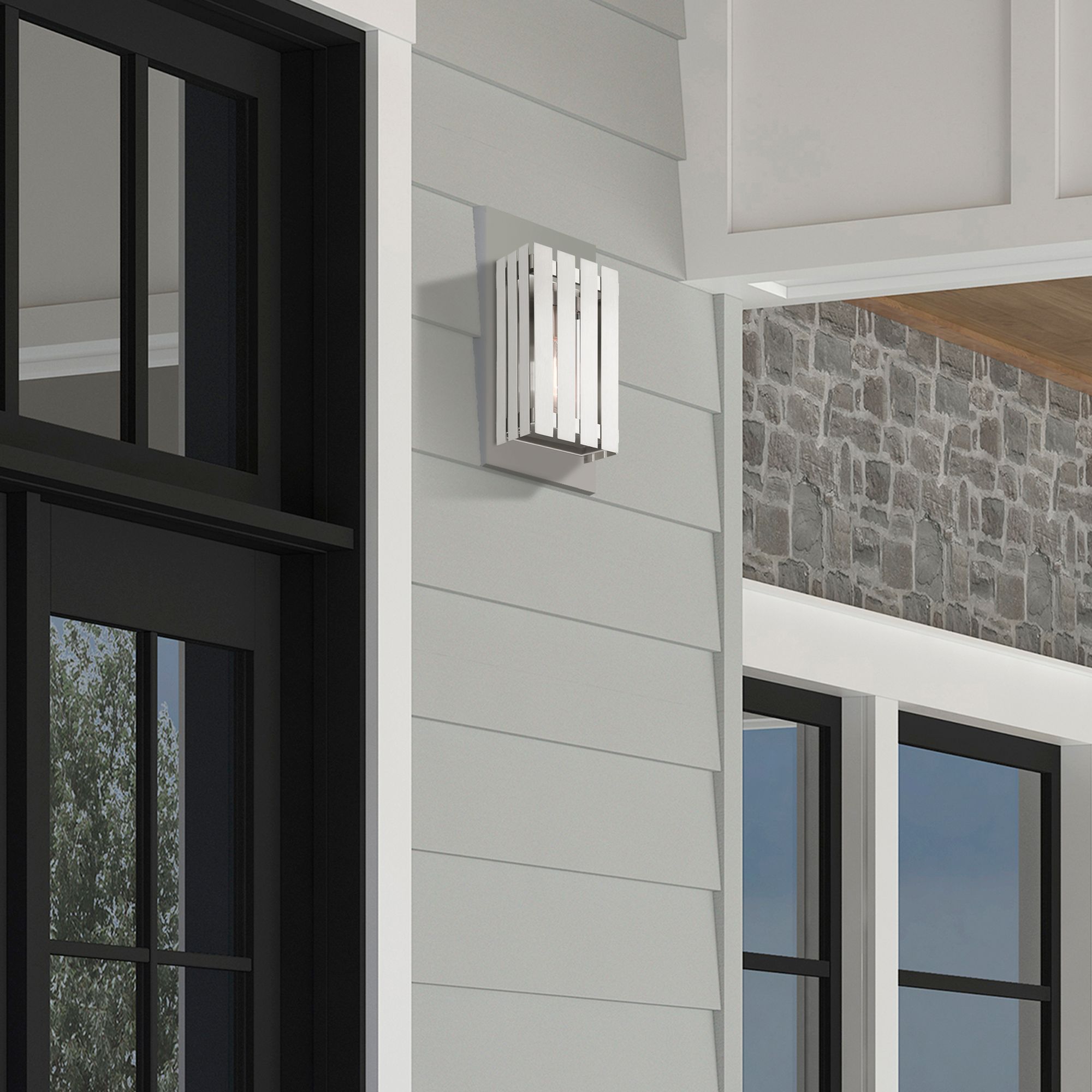 Greenwich 1 Light Brushed Nickel Outdoor Wall Lantern