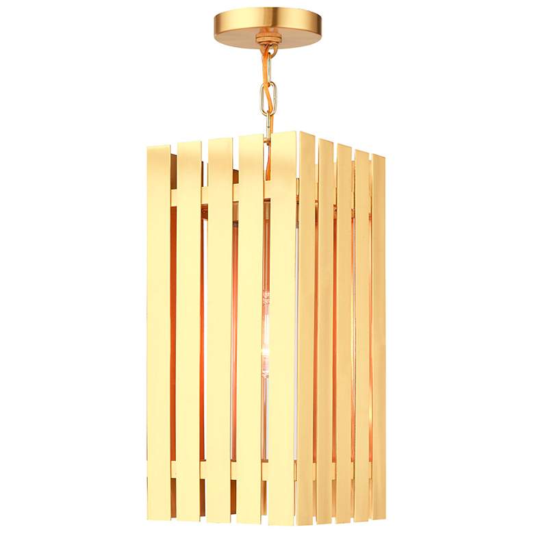 Image 2 Greenwich 1 Light Satin Brass Outdoor Pendant Lantern