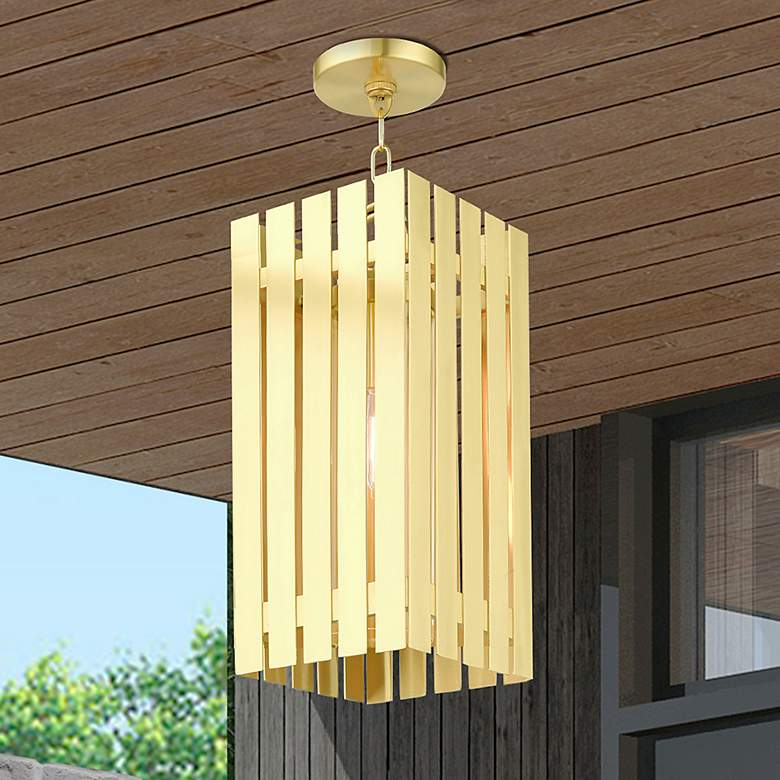 Image 1 Greenwich 1 Light Satin Brass Outdoor Pendant Lantern