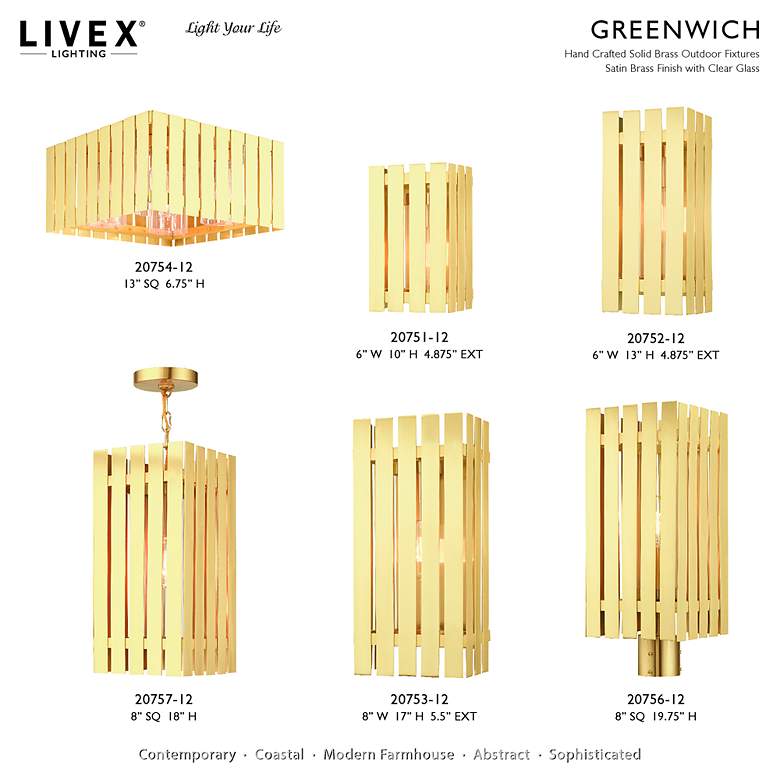 Image 3 Greenwich 1 Light Satin Brass Outdoor Pendant Lantern more views