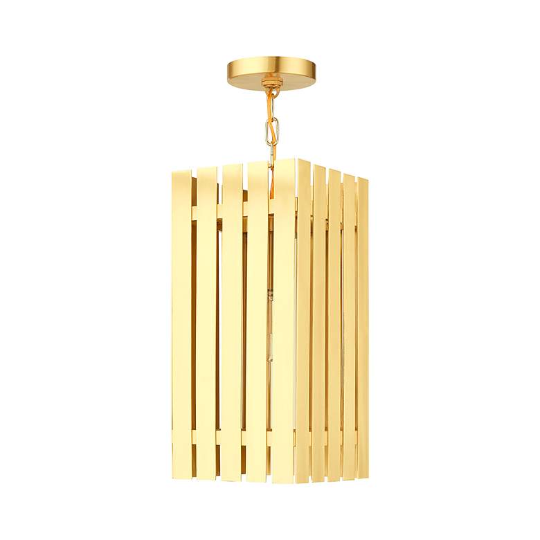 Image 4 Greenwich 1 Light Satin Brass Outdoor Pendant Lantern more views