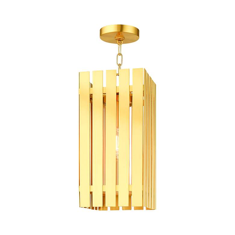 Image 5 Greenwich 1 Light Satin Brass Outdoor Pendant Lantern more views