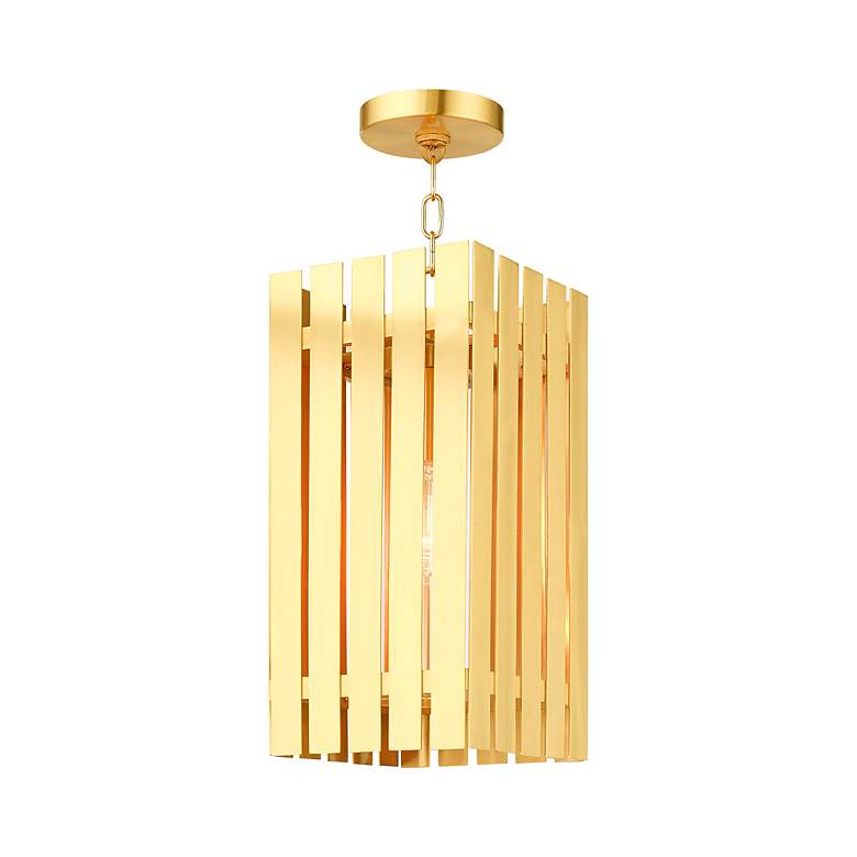 Image 6 Greenwich 1 Light Satin Brass Outdoor Pendant Lantern more views